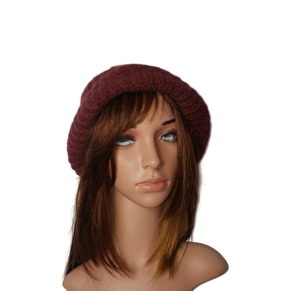 STEVE MADDEN Burgundy Acrylic Winter Hat One Size - Picture 1 of 10